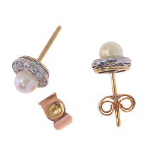 Antique diamond and pearl earstuds